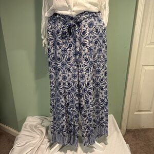 Joie women’s Blue and White Floral Wide-Leg Pants size M